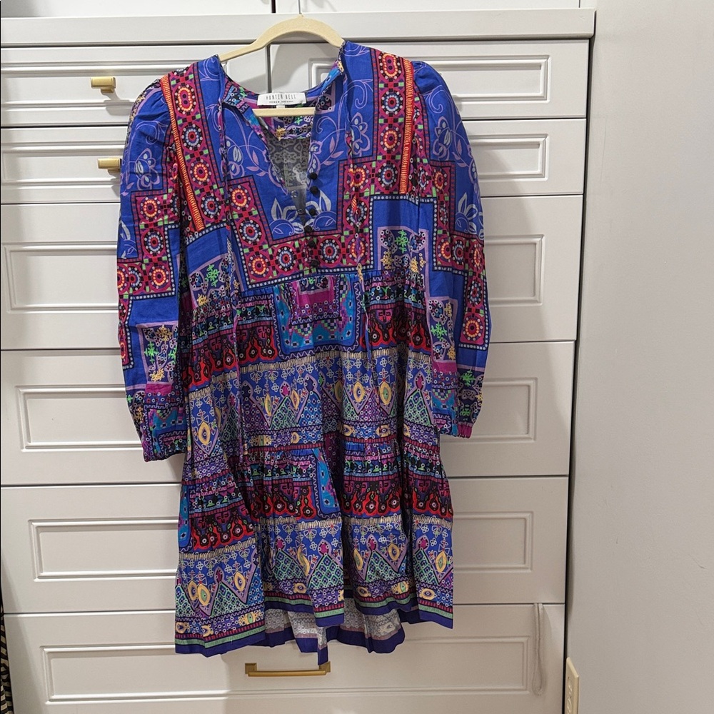 HUNTER BELL Vibrant Multi-Color Patchwork Tunic - Blue & Purple